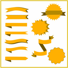 Elements from of a set of ribbons for inscriptions. Stars. Cloud for words and thoughts. Vintage. Labels, stickers, banners, tags banners. Vector illustration.