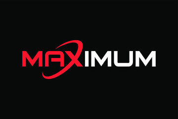 Typography of MAXIMUM with unique on 'X' letter ready to use.