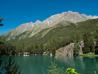 Obraz na płótnie Canvas Lexert Lake in the summer. Aosta Valley, Italy.Municipality of Bionaz.