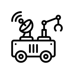 Fototapeta premium space related radar on space car or van with signal and stand vector in lineal style,