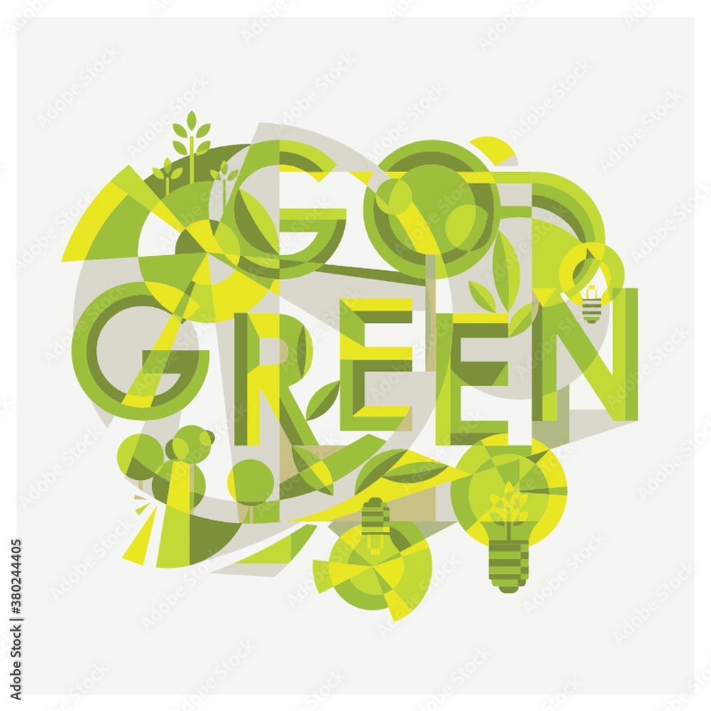 Poster go green lettering design