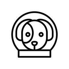 space or planet related space animal dog face in glass globe vector in lineal style,