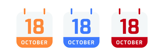 18 October calendar vector design