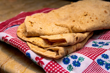 Close shot of an Asian Chapaati Bread in kitchen