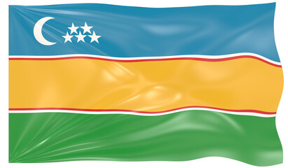 Detailed Illustration of a Waving Flag of Karakalpakstan