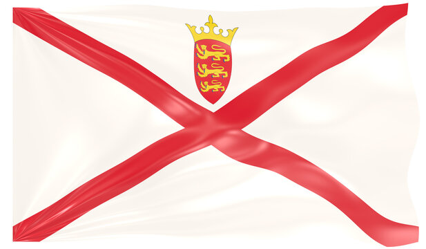 Detailed Illustration Of A Waving Flag Of Jersey Bailiwick