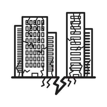 buildings damaged earthquake black and white clip art preview