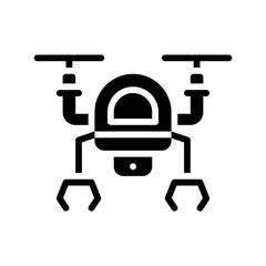 space related drone camera with wings and lense vector in solid design,