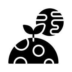 space related leafs on moon with wrold globe and circles vector in solid design,