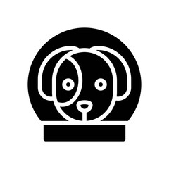 space or planet related space animal dog face in glass globe vector in solid design,