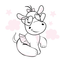 Beautiful little hippo girl in ballerina skirt