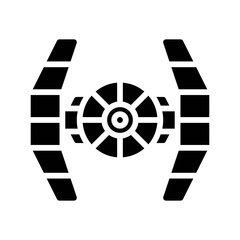 space or planet related space ship with glass and lights vector in solid design,