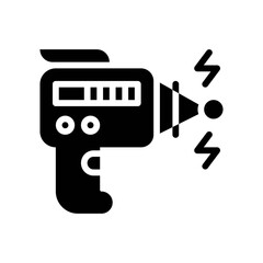 space or planet related alien gun with buttons and lights vector in solid design,