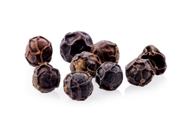 Black pepper was placed on a white background