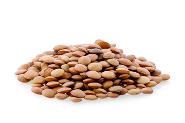 Pile lentil isolated on white background.