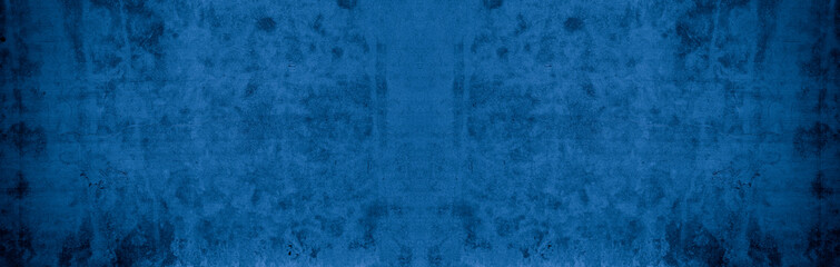 Old wall pattern texture cement blue dark abstract  blue color design are light with black gradient background.