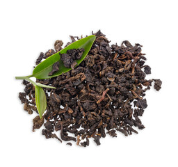 green tea leaf isolated on white background