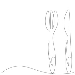 Fork and knife continuous line drawing. Vector illustration