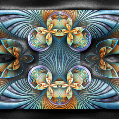 3D rendering of plastic background with embossed fractal on leather