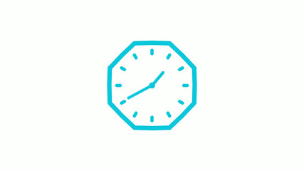 Cyan color 12 hours clock icon on white background