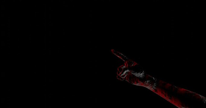 3d render with a scary hand in red points on a black background