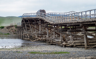 wooden bridge in mongolia