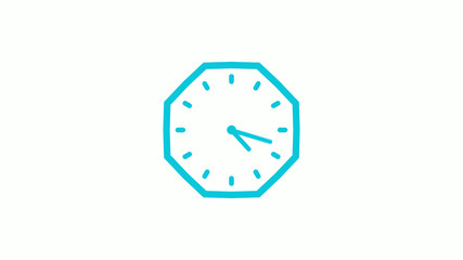 Fototapeta na wymiar Counting down 12 hours clock icon with trick,cyan color clock icon