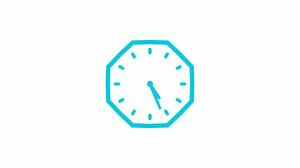 Fototapeta na wymiar Counting down 12 hours clock icon with trick,cyan color clock icon