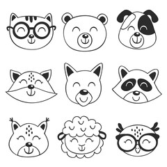 Obraz premium set of isolated black animal faces 