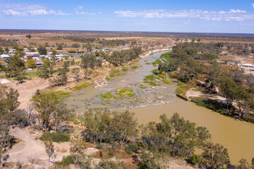 The town of  Brewarrina fon the Barwon river in the far north of New South Wales, Australia.