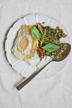 Stir fried Thai basil and minced meat