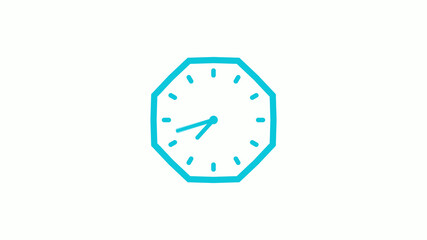 Amazing cyan color counting down 12 hours clock icon on white background,clock icon with trick