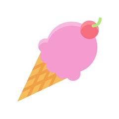 summer holiday related cone ice cream with berry and cream vector in flat style,