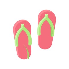 summer holiday related slippers or flip flop with hucks vector in flat style,