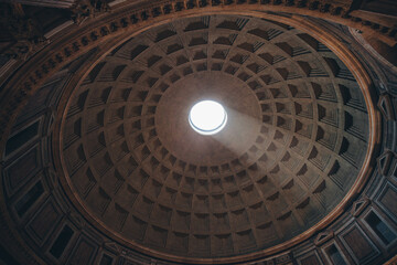 Interior of a Pantheon Dome in Rome, Italy