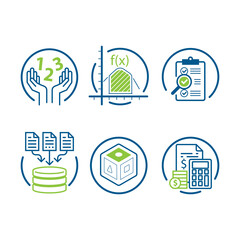 Math numbers and financial literacy icons