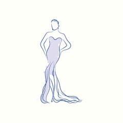 fashion model in elegant dress sketch