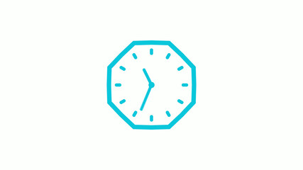 Counting down 12 hours clock icon with trick,cyan color clock icon