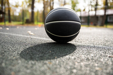 Streetball, street game, ball in the basket