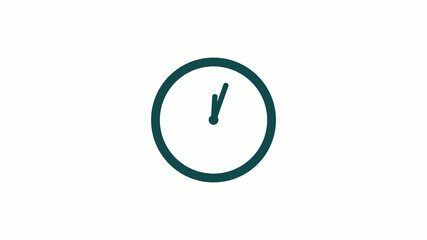 Amazing cyan dark circle 12 hours clock icon without trick,12 hours clock icon on white background