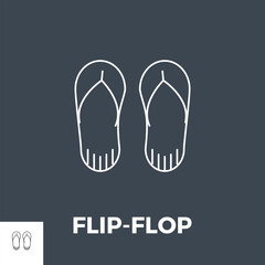Flip-Flop Line Related Vector Icon. Isolated on Black Background.
