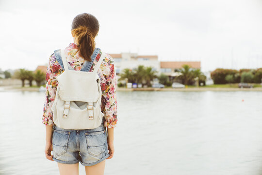 fashion girl with backpack