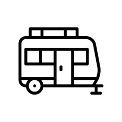 summer holiday related summer or trailer van with door and windows vector in lineal style,