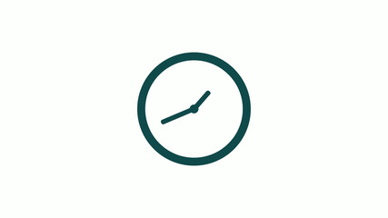 Amazing cyan dark circle 12 hours clock icon without trick,12 hours clock icon on white background