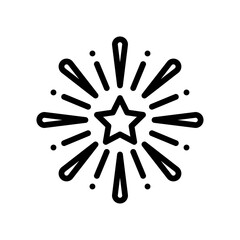summer holiday related fire works with star and confetti vector in lineal style,