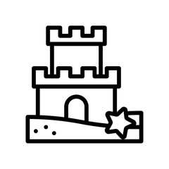 summer holiday related summer castel with sand and star vector in lineal style,