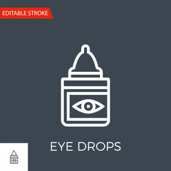 Eye Drops Thin Line Vector Icon. Flat Icon Isolated on the Black Background. Editable Stroke EPS file. Vector illustration.