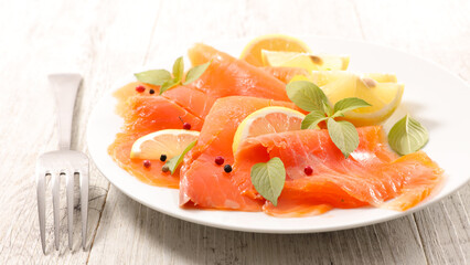 smoked salmon with basil and lemon