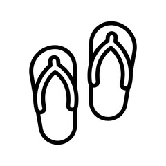 summer holiday related slippers or flip flop with hucks vector in lineal style,