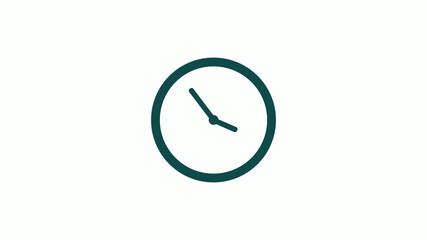 Amazing cyan dark circle 12 hours clock icon without trick,12 hours clock icon on white background